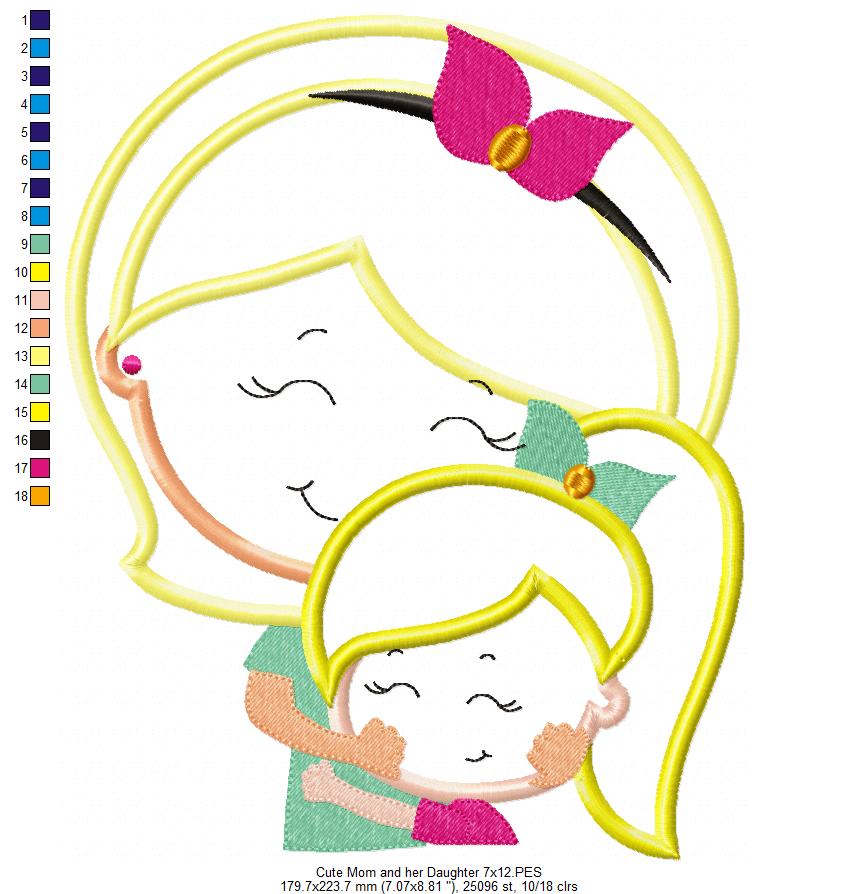 Cute Mom and her Daughter - Applique