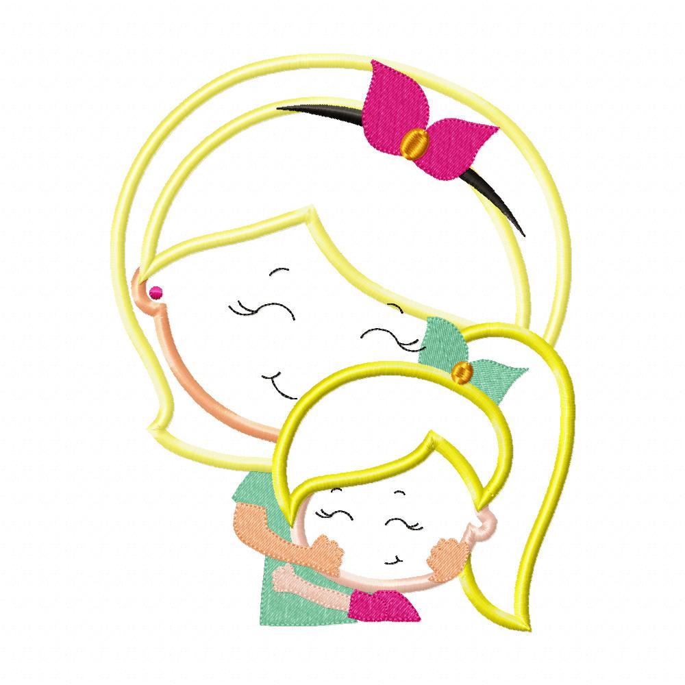 Cute Mom and Her Son and Daughter - Applique - Set of 2 designs