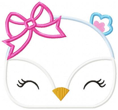 Cute Owl Girl Face - Applique