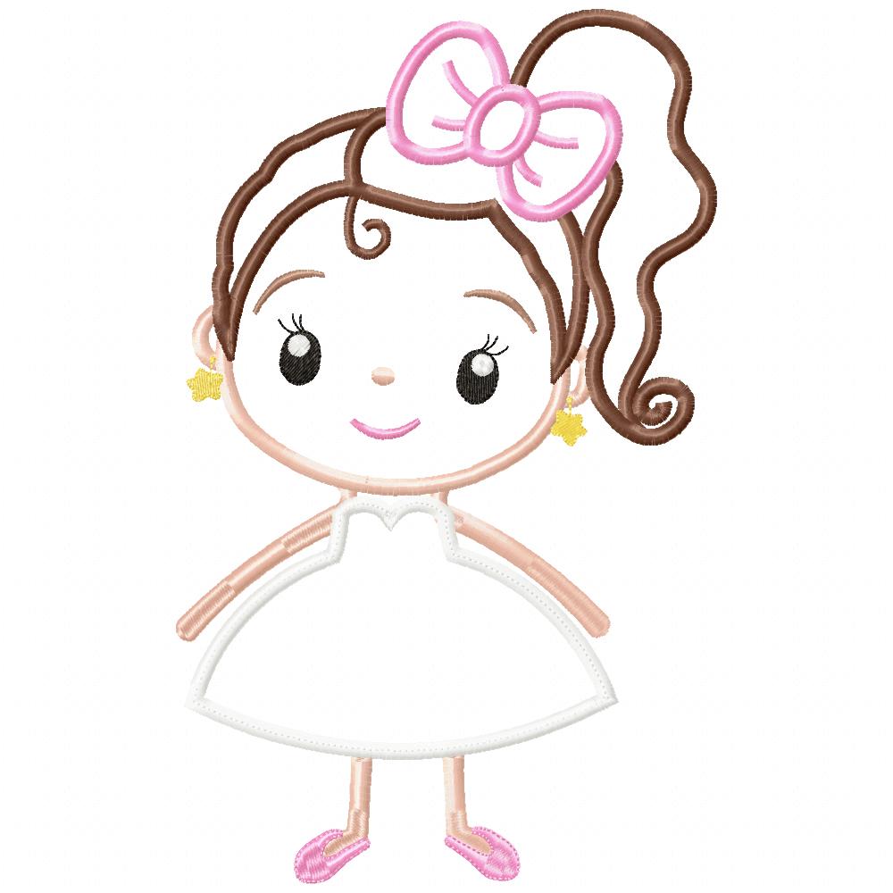 Ponytail Girl on Dress - Applique