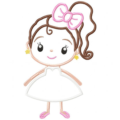 Ponytail Girl on Dress - Applique