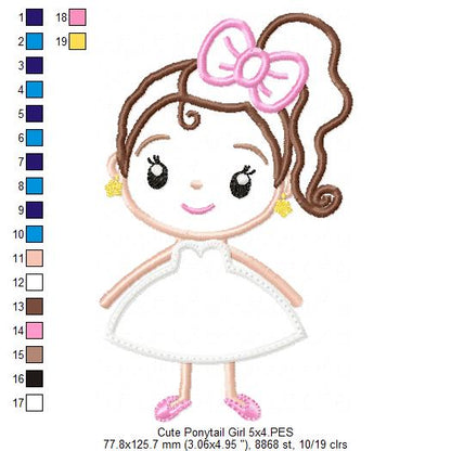 Ponytail Girl on Dress - Applique