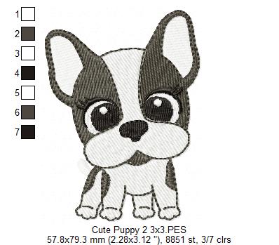 Dog Girl Puppy - Fill Stitch Embroidery