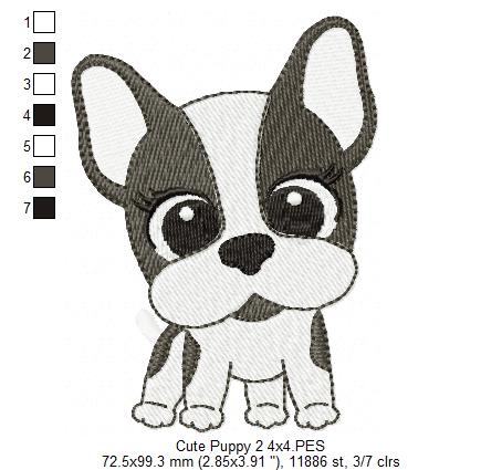 Dog Girl Puppy - Fill Stitch Embroidery