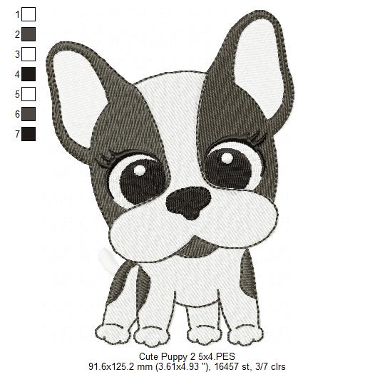 Dog Girl Puppy - Fill Stitch Embroidery