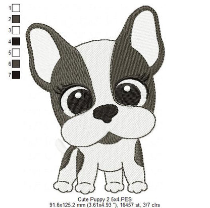 Dog Girl Puppy - Fill Stitch Embroidery