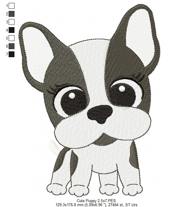 Dog Girl Puppy - Fill Stitch Embroidery