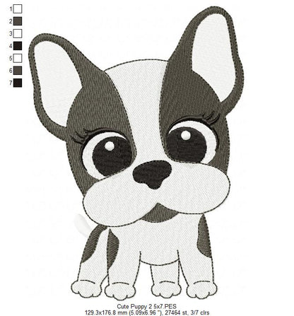 Dog Girl Puppy - Fill Stitch Embroidery