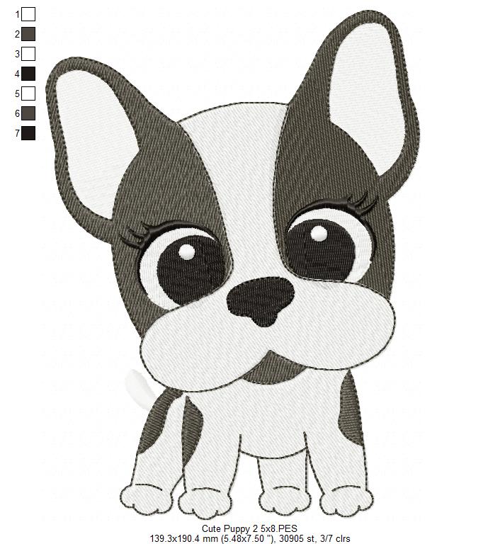 Dog Girl Puppy - Fill Stitch Embroidery