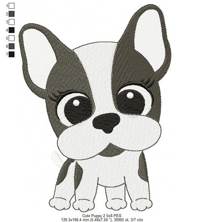 Dog Girl Puppy - Fill Stitch Embroidery