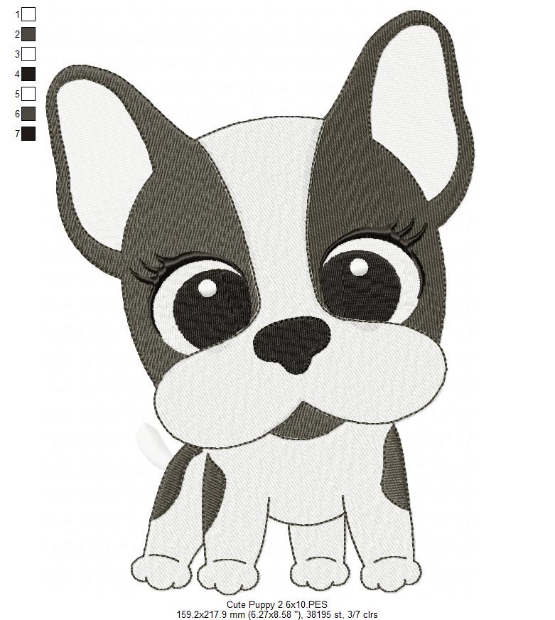 Dog Girl Puppy - Fill Stitch Embroidery