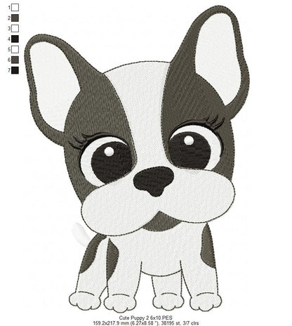 Dog Girl Puppy - Fill Stitch Embroidery