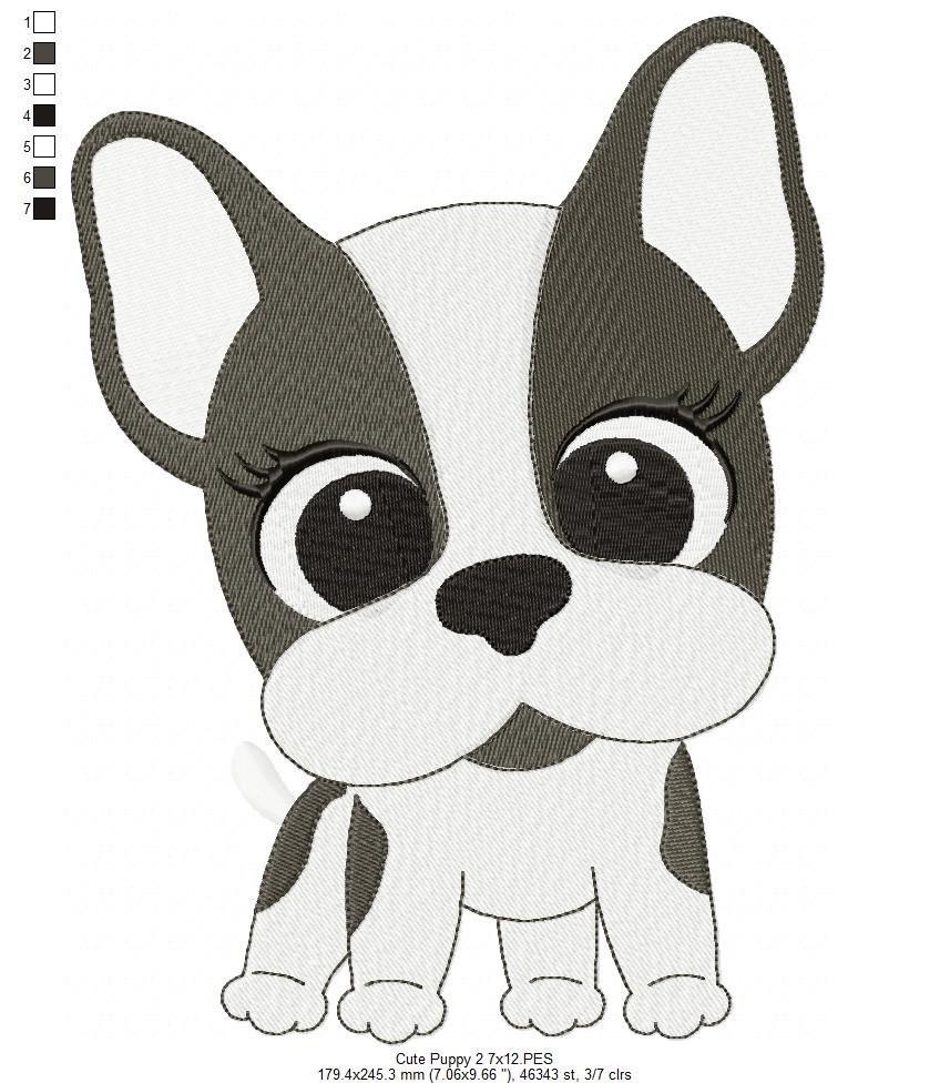 Dog Girl Puppy - Fill Stitch Embroidery