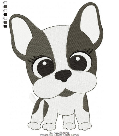 Dog Girl Puppy - Fill Stitch Embroidery