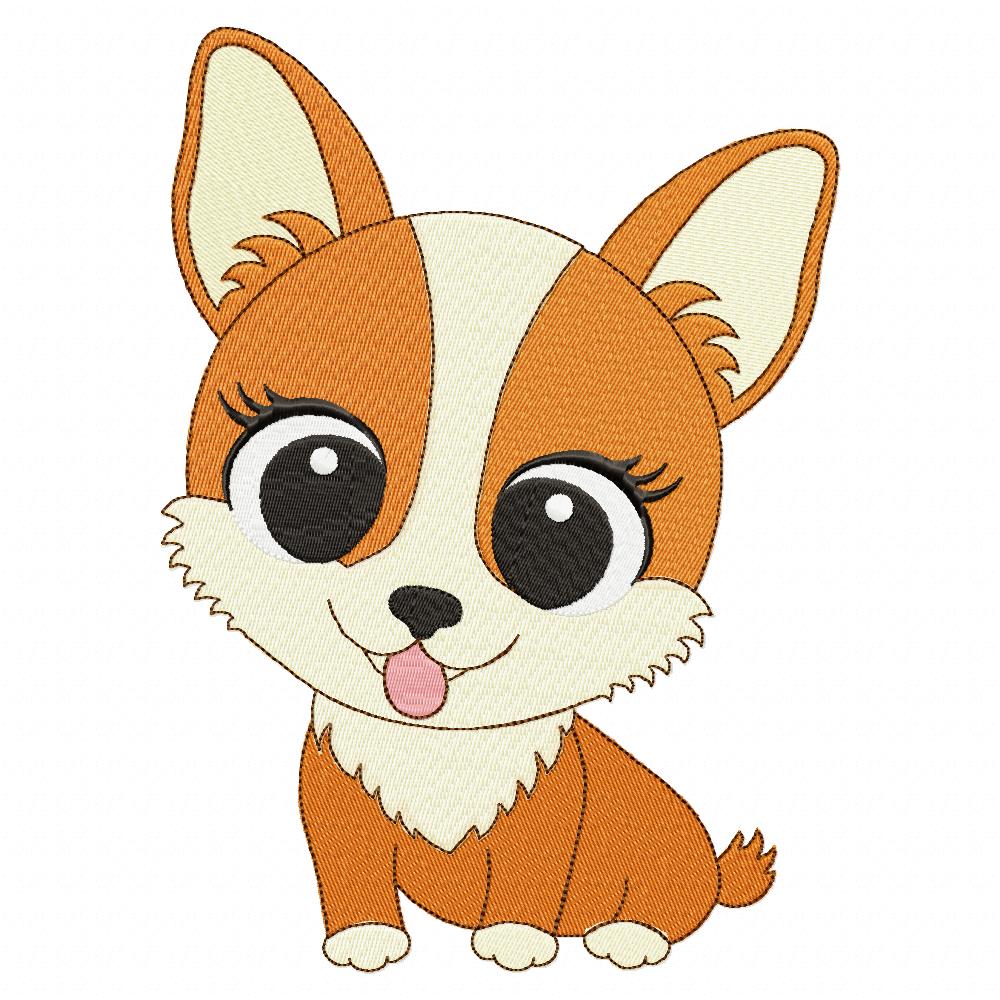 Dog Girl Puppy Smiling - Fill Stitch Embroidery