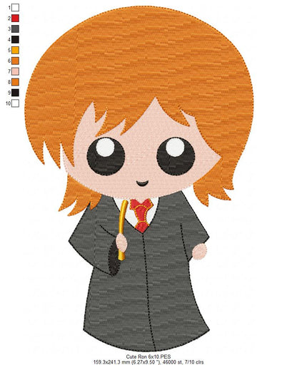 Three Wizard Kids - Fill Stitch - Set of 3 designs