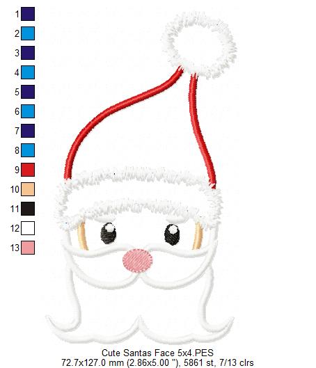 Cute Santa Claus Face - Applique