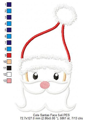 Cute Santa Claus Face - Applique