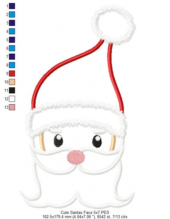 Cute Santa Claus Face - Applique