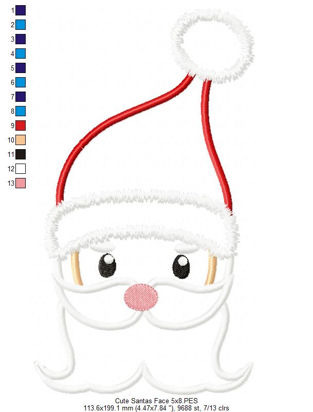 Cute Santa Claus Face - Applique