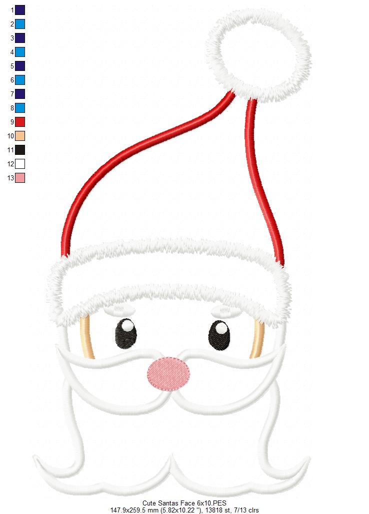 Cute Santa Claus Face - Applique