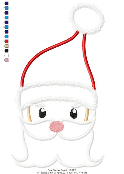 Cute Santa Claus Face - Applique