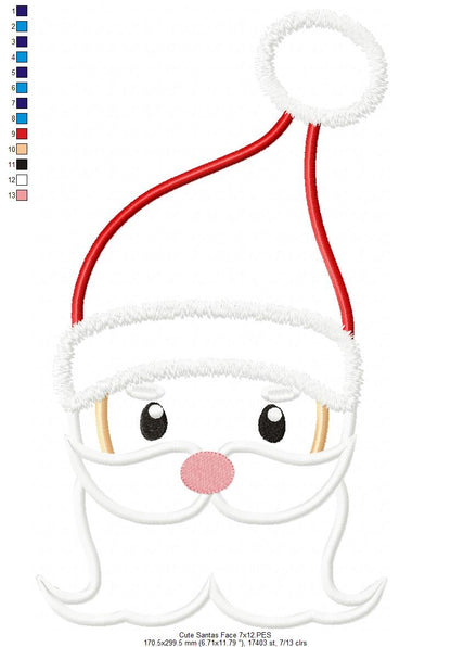 Cute Santa Claus Face - Applique