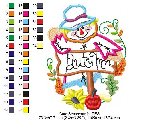 Scarecrow with Flowers  - Applique