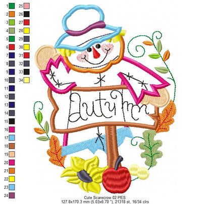 Scarecrow with Flowers  - Applique
