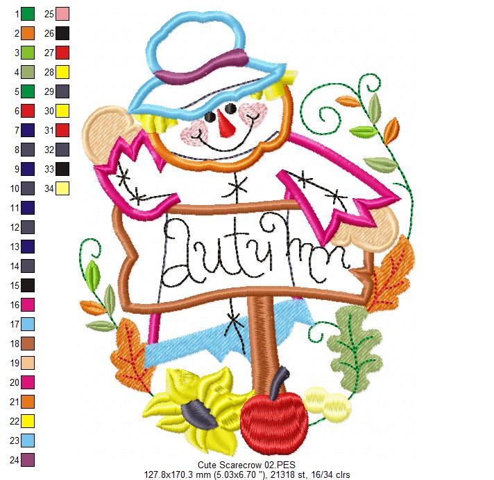 Scarecrow with Flowers  - Applique