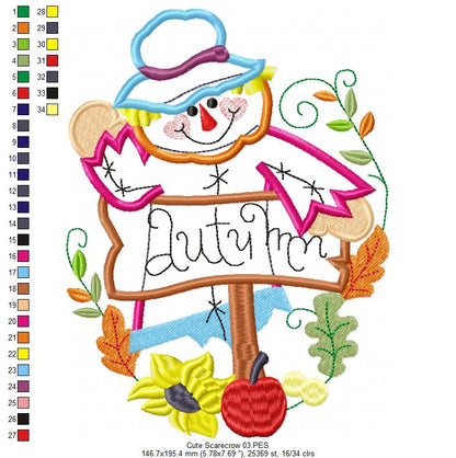 Scarecrow with Flowers  - Applique