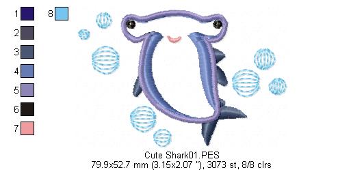 Cute Shark -  Applique