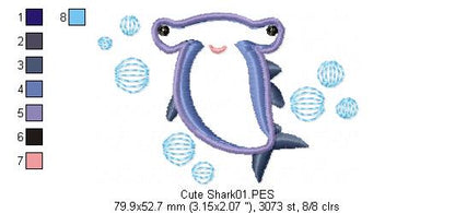 Cute Shark -  Applique