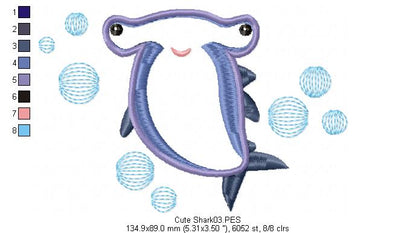 Cute Shark -  Applique