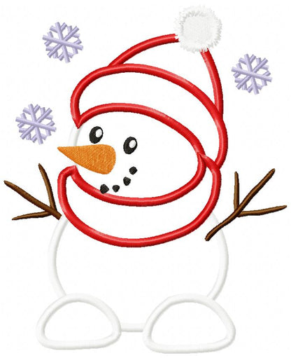 Cute Snowman - Applique Embroidery