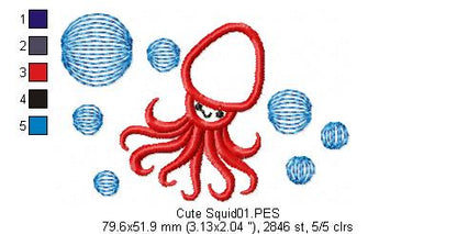 Cute Squid -  Applique