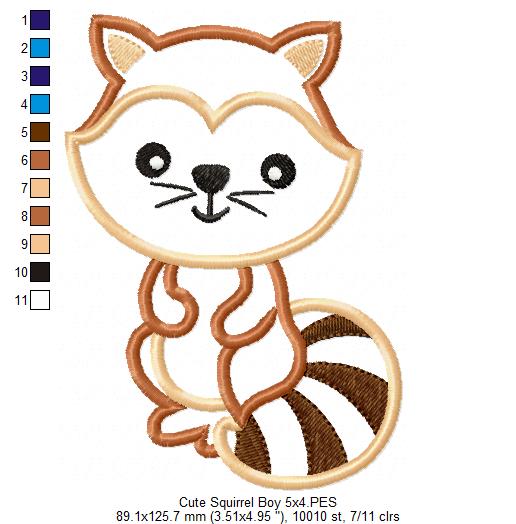 Cute Squirrel Boy - Applique