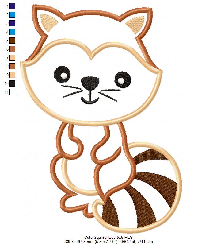 Cute Squirrel Boy and Girl - Applique - Set of 2 designs