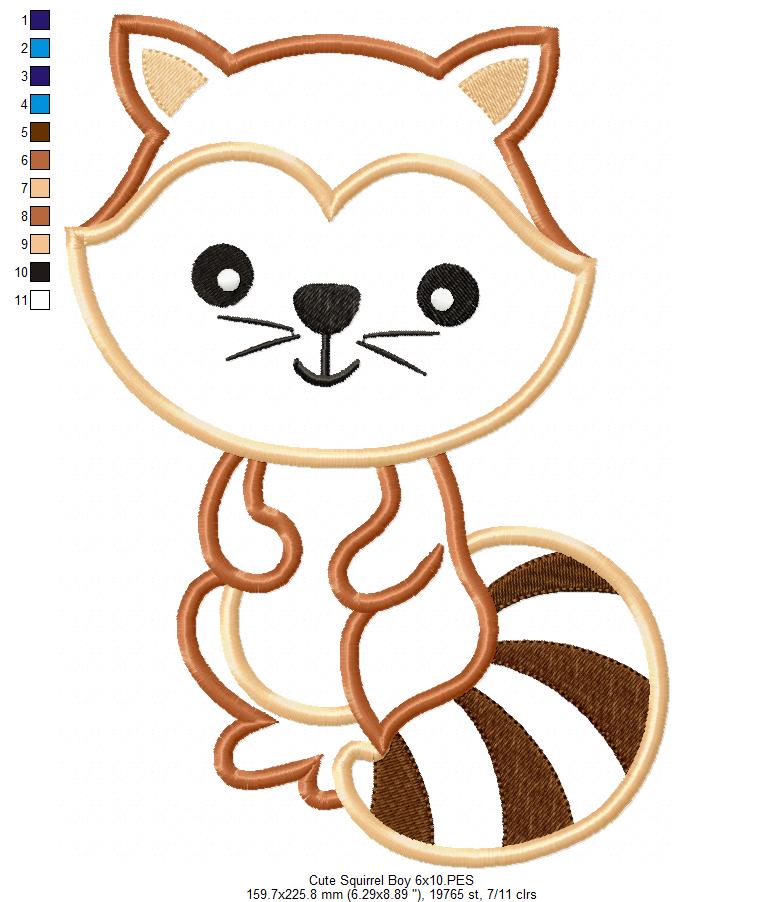 Cute Squirrel Boy and Girl - Applique - Set of 2 designs