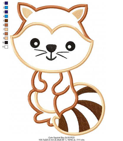 Cute Squirrel Boy and Girl - Applique - Set of 2 designs