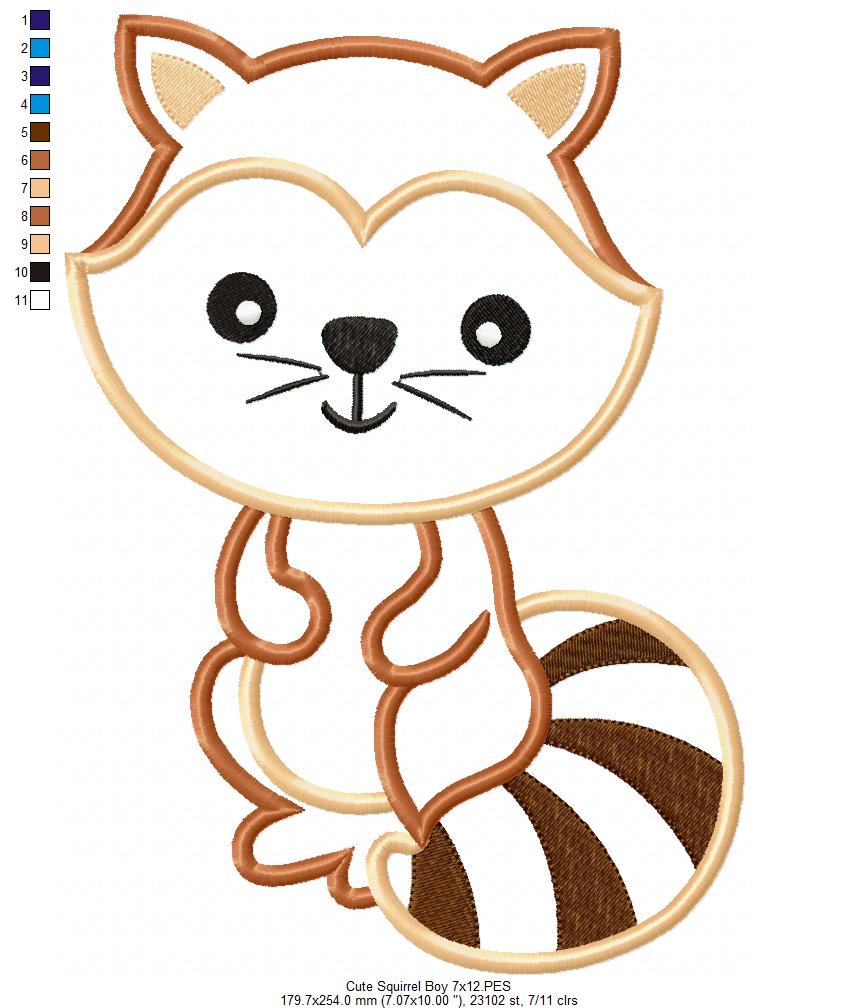 Cute Squirrel Boy and Girl - Applique - Set of 2 designs