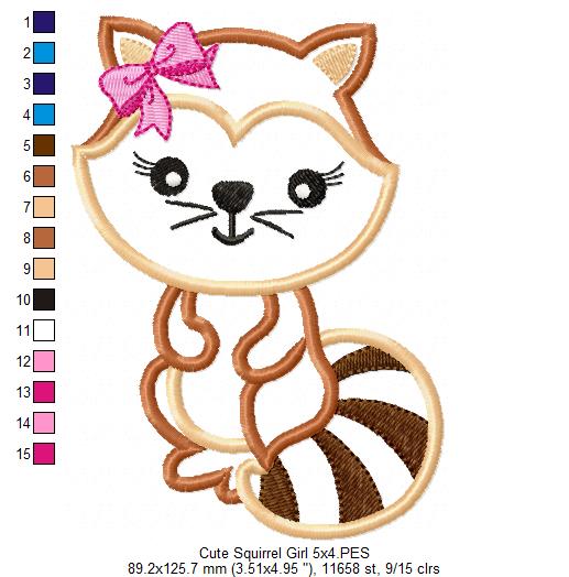 Cute Squirrel Girl - Applique