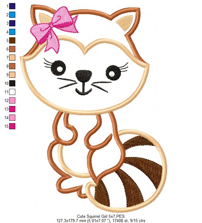 Cute Squirrel Girl - Applique