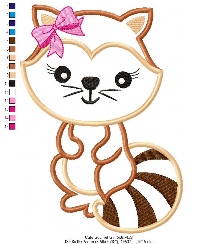 Cute Squirrel Girl - Applique
