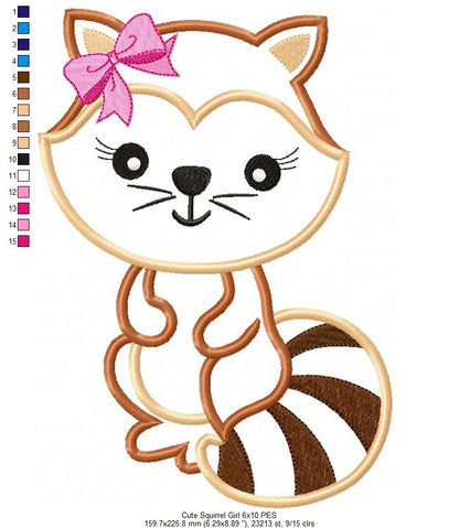 Cute Squirrel Girl - Applique