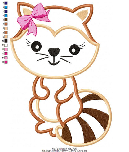 Cute Squirrel Girl - Applique