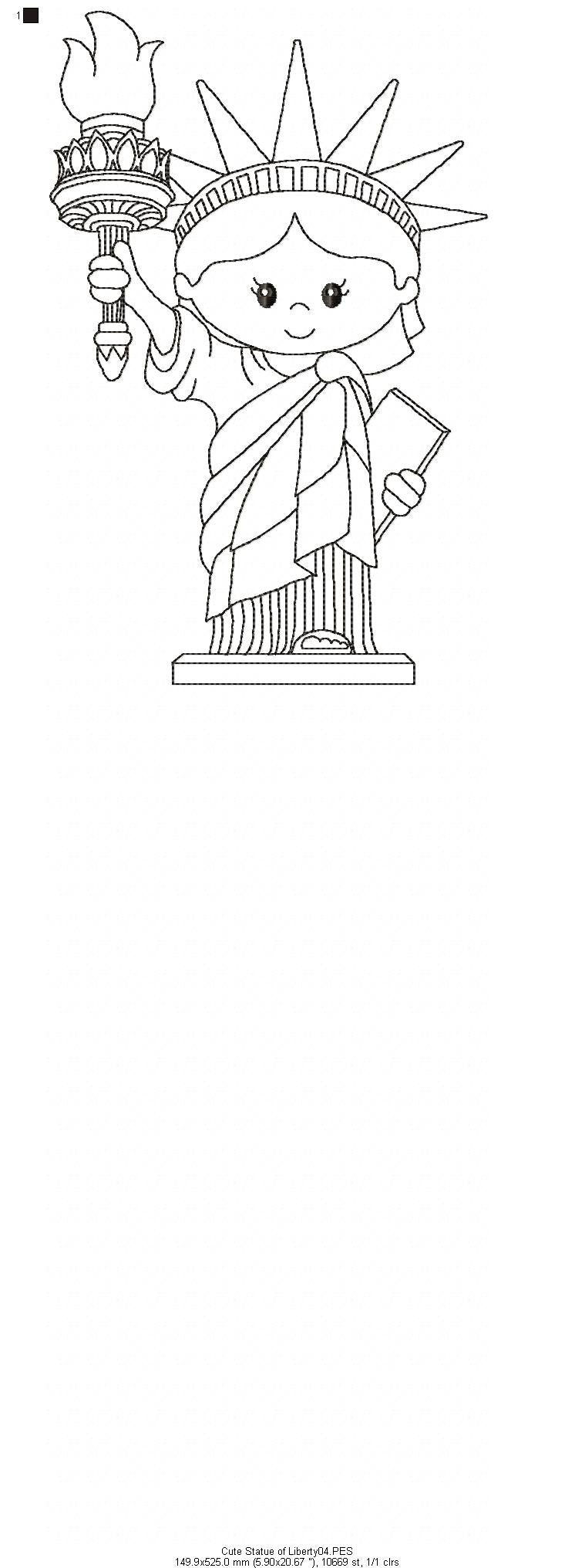 Cute Statue of Liberty - Redwork