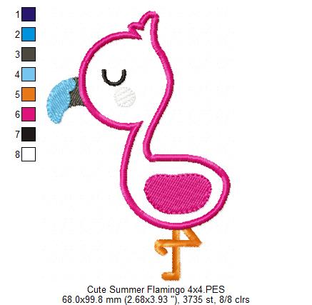 Cute Summer Flamingo - Applique