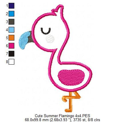 Cute Summer Flamingo - Applique