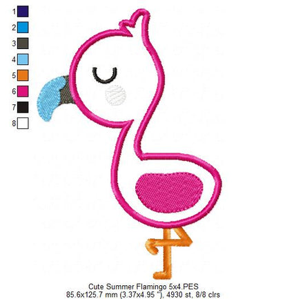 Cute Summer Flamingo - Applique